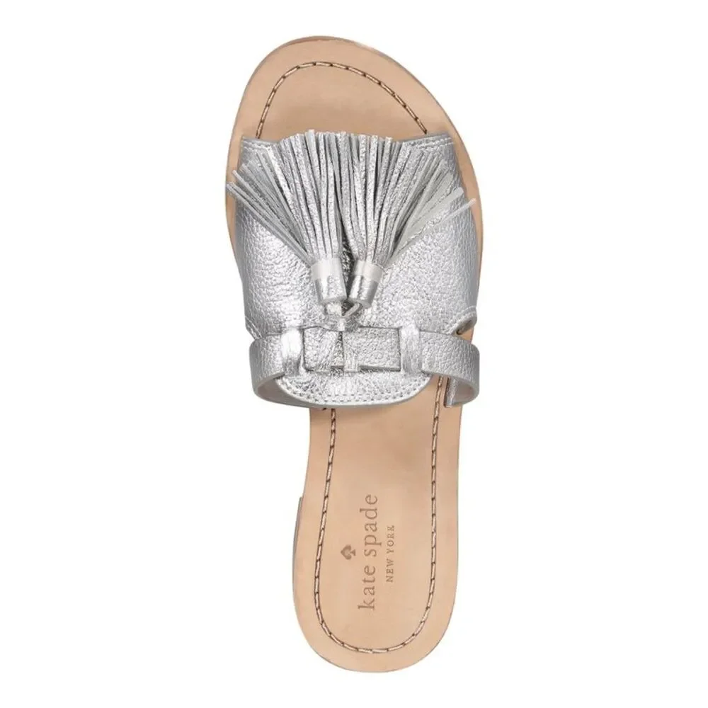 KATE SPADE NEW YORK Womens Silver Coby Toe Slip On Leather Slide Sandals 6 M_3